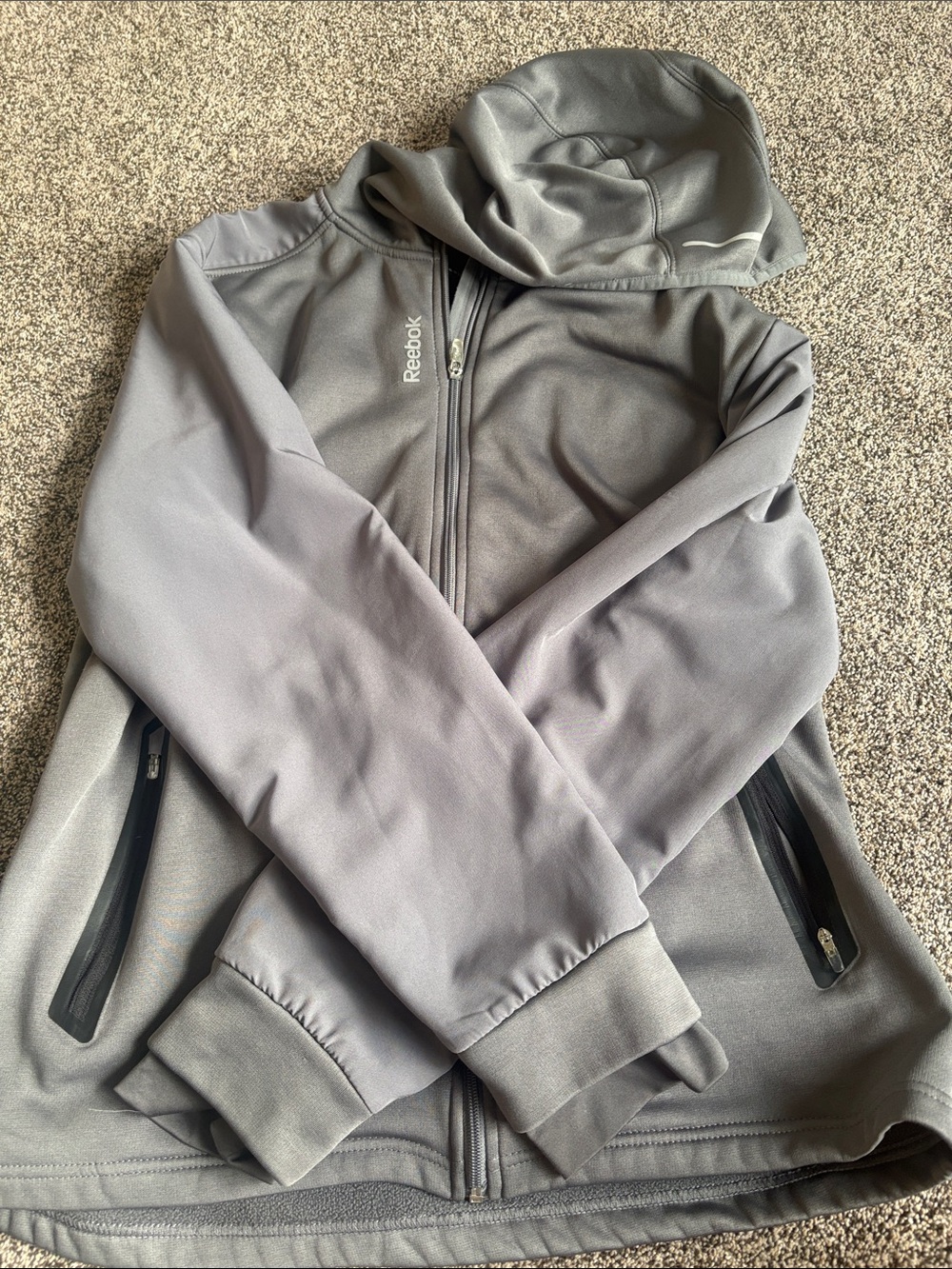 Reebok Gray Hooded Full-Zip Jacket